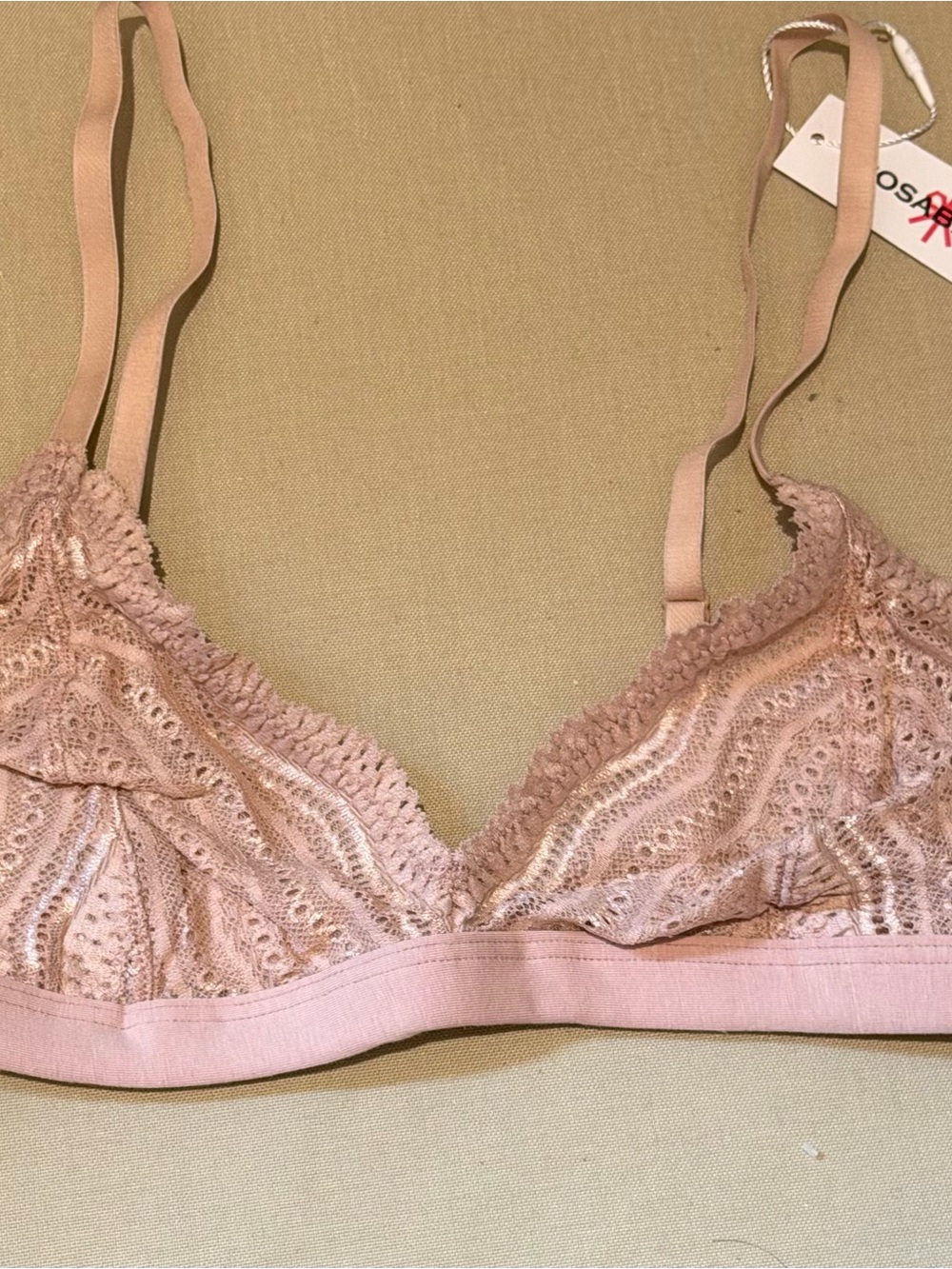 Cosabella Lace Triangle Bralette in Blush Pink, Size M, NWT